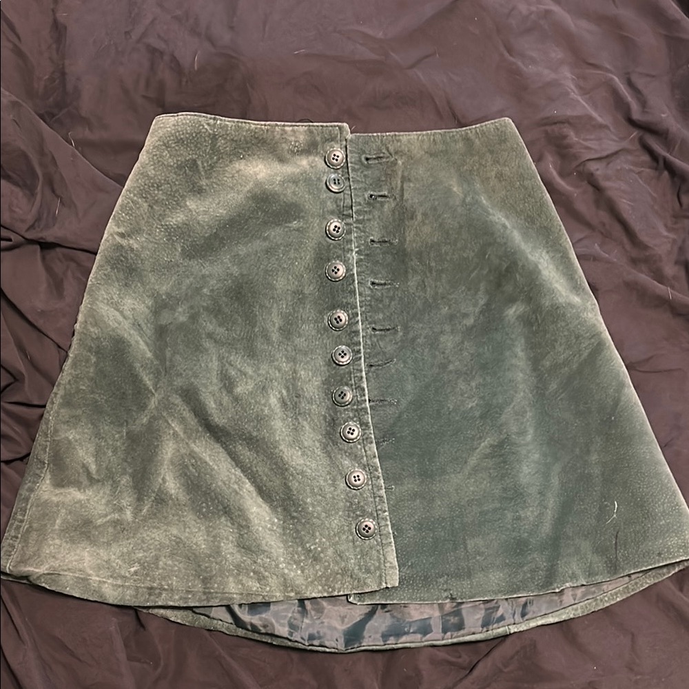 Express Green A-Line Mini Skirt Asymmetrical Casual